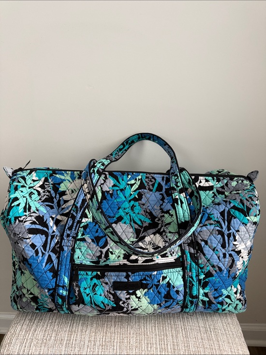 Vera Bradley Handbags - Vera Bradley Large Quilted Blue Camofloral Duffle Weekender Travel Bag